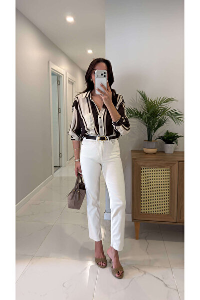 BİRCANÇİL ZR Wita Εκρού Τζιν με κοψίματα στο τελείωμα, εφαρμοστό σε όλα τα μήκη