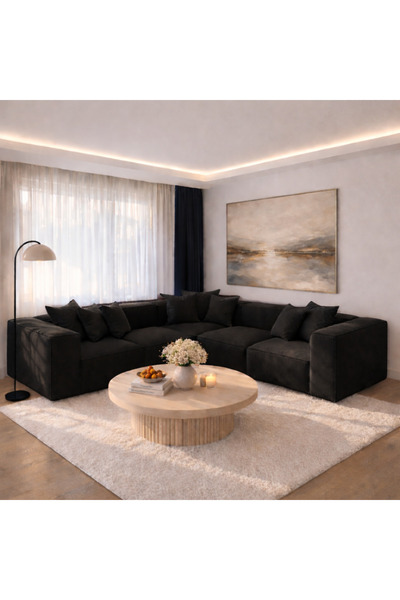 Haliloğlu Relax Soft 5 Modül Tam Köşe Takımı (Siyah) Babyface 28, (3 Köşe, 2 ...