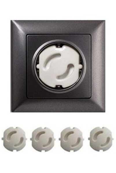 Buffer ®   4 Piece Child Safety Grounded Socket Cover Set - Safety Button Ins...