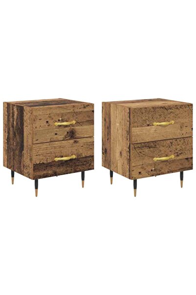 vidaxl Κομοδίνο 2 pcs Παλιό ξύλο 40 x 35 x 47,5 εκ Επεξεργασμένο ξύλο