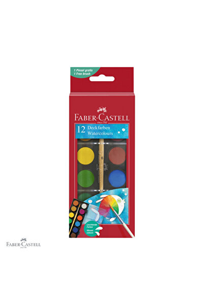 Faber Castell Set de acuarele Faber-Castell cu 12 culori, godete de 24 mm, cu...