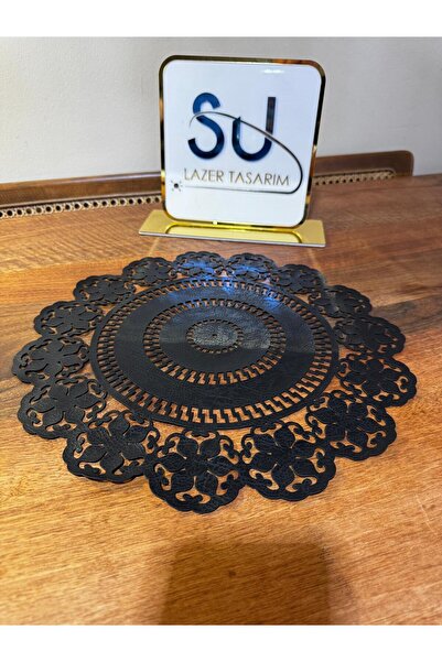 EHA LAZER Μαύρη Τέλεια Χαρτοπετσέτα Σερβιρίσματος με Λεπτομέρεια Κοπής με Λέι...