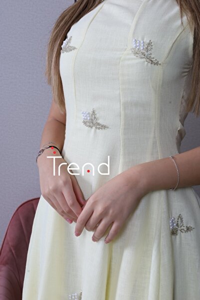 TREND فستان ليموني بتطريزات