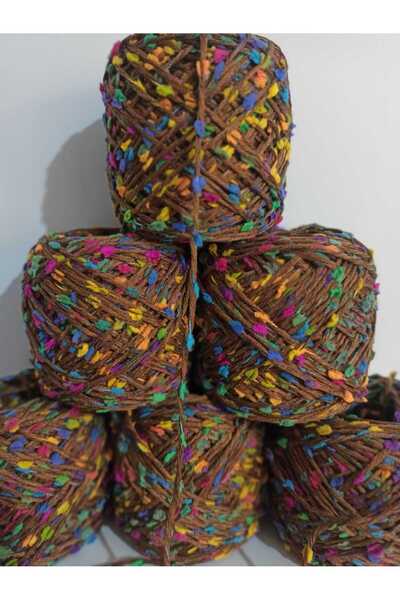 İPEK YÜN İPLİK DÜNYASI Βαμβακερό Ακρυλικό Νήμα Πλεξίματος (Καφέ, Πομπόν) 100γρ.