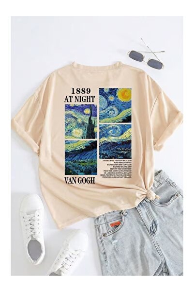 EYAX MODA TRICOU UNISEX OVERSIZE CU IMPRIMARE PE SPATE VAN GOHG