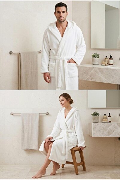 Loselya Rashell Welsoft Λούτρινο Μπουρνούζι με Κουκούλα