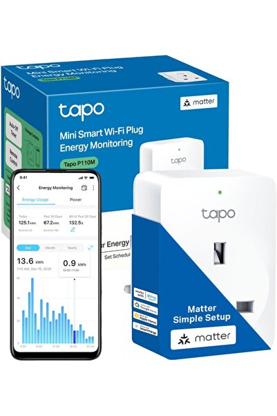 tapo قابس واي فاي ذكي صغير P110M، مزود بميزة مراقبة استهلاك الطاقة، ومعتمد من...
