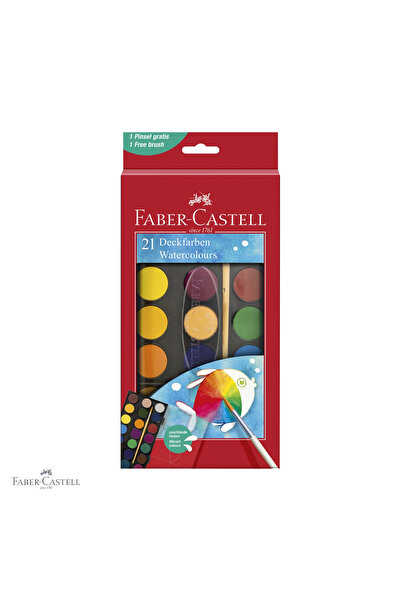 Faber Castell Faber-Castell watercolor set, 21 colors with 30 mm pans, two br...
