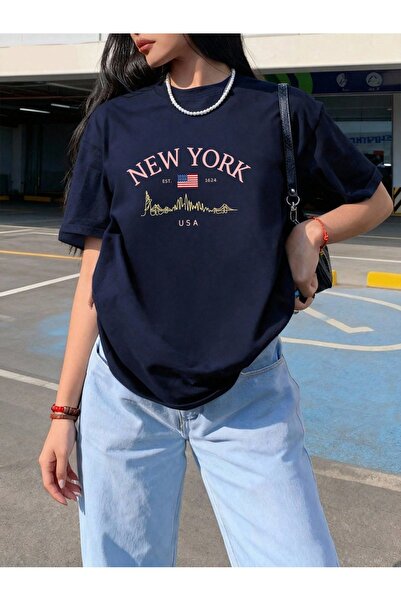 ZAVIXO -Women's Oversize Basic Nyc City Graphic T-Shirt – 100% Cotton