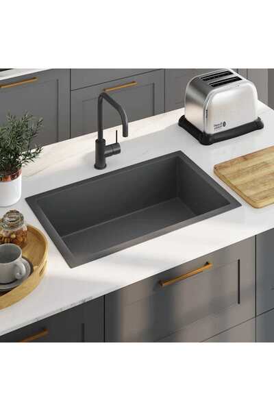 vidaxl Νεροχύτης Κουζίνας Χειροποίητος Μαύρος Ατσάλι