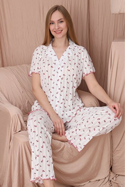 Wordex MRN 1703 Γυναικείο σετ πιτζάμες με κοντό μανίκι από λεπτό ύφασμα Point...