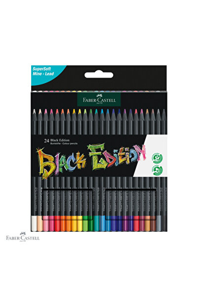 Faber Castell Set de 24 creioane colorate Faber-Castell Black Edition, mină m...