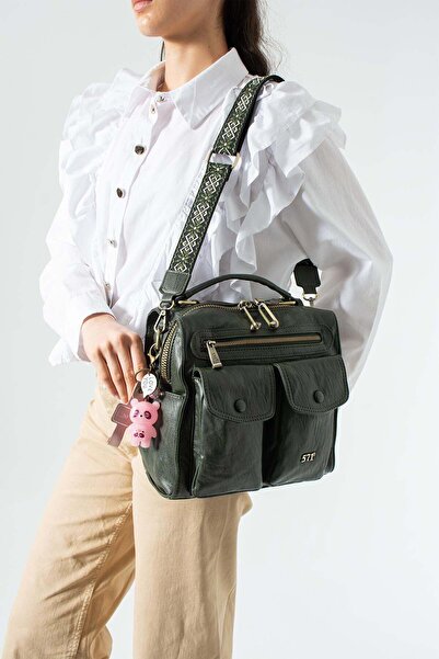 571 Collections Çanta Washed Leather Multi-Functional Backpack, Shoulder Bag,...