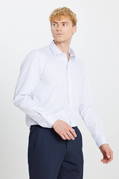 AC&Co / Altınyıldız Classics Ανδρικό γκρι-λευκό πουκάμισο με κλασικό γιακά, 1...