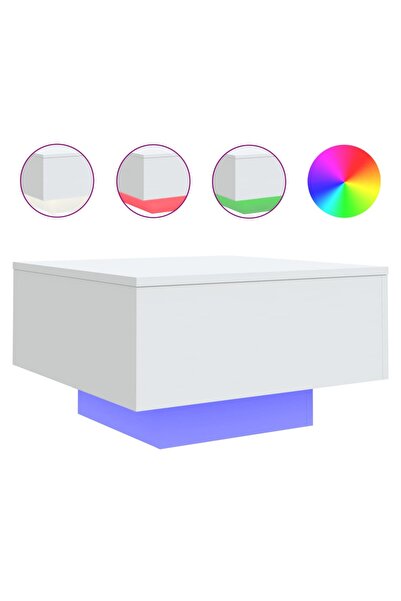 vidaxl Τραπεζάκι Σαλονιού με Φώτα LED Λευκό 55x55x31 εκ.