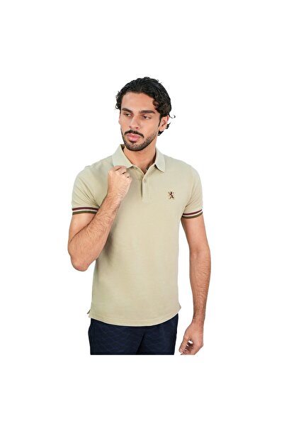 Giordano قميص بولو رجالي ضيق مطرز بلون سادة