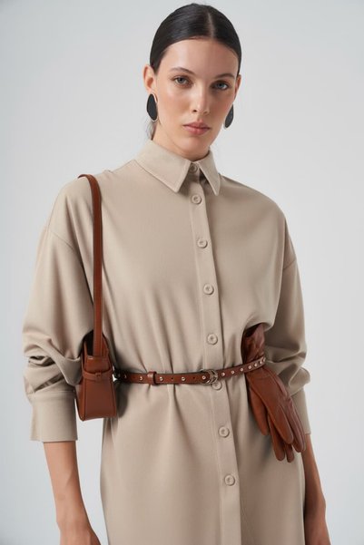 SIDesign Süet Kemer Detaylı Oversize Tunik