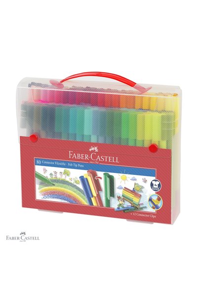 Faber Castell Set de 80 de markere Faber-Castell Connector într-o cutie metal...