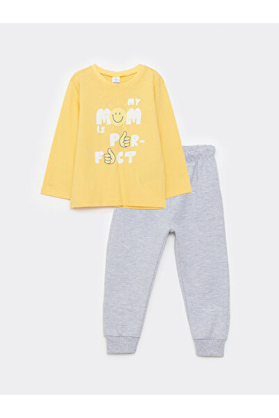 LC Waikiki Set 2 piese pentru băieței: Tricou imprimat cu mânecă lungă și gul...