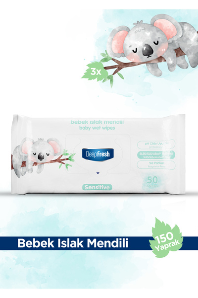 Deep Fresh DeepFresh Sensitive Bebek Islak Mendil 3'lü Paket 150 Yaprak