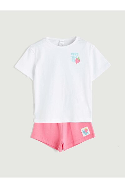 LC Waikiki Set de 2 piese pentru fete: tricou și pantaloni scurți cu imprimeu...