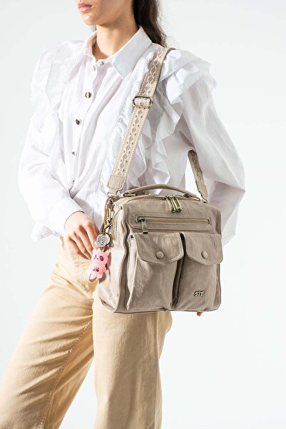 571 Collections Çanta Washed Leather Multi-Functional Backpack, Shoulder Bag,...