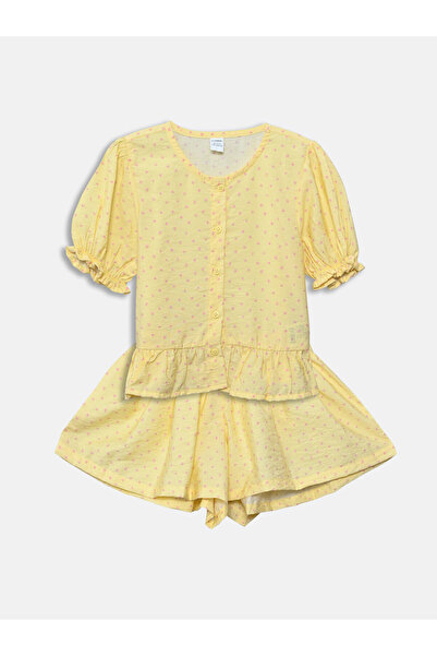 LC Waikiki Set de 2 piese pentru fetițe: Tricou cu guler rotund și imprimeu ș...