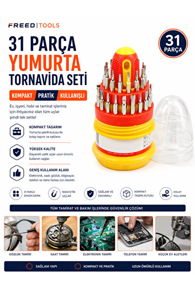 FREED TOOLS Tornavida Seti 31 Parça Yumurta Tornavida Seti Telefon Tamir Saat...