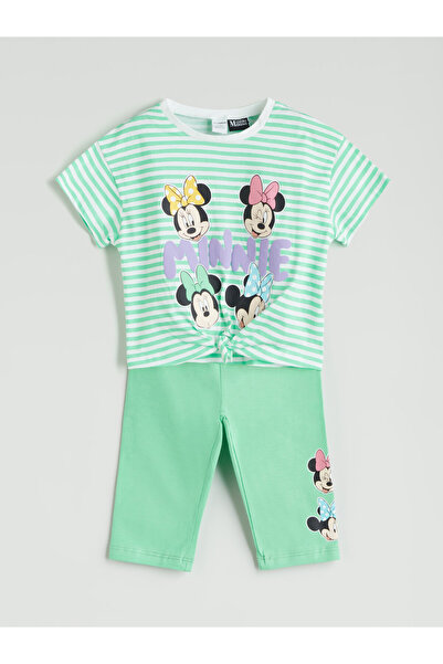 LC Waikiki Set 2 piese: Tricou și colanți pentru fetițe, cu imprimeu Minnie M...