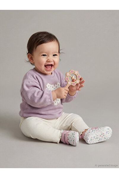 LC Waikiki Crew Neck Floral Baby Girls Sweatshirt and Leggings