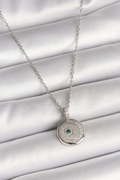 özssa 316L Steel Silver Color Chain Medallion Zircon Stone Embroidered Cresce...