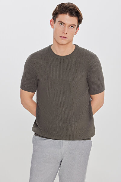 ALTINYILDIZ CLASSICS Ανδρικό μπλουζάκι χακί 100% βαμβακερό, κανονική εφαρμογή...