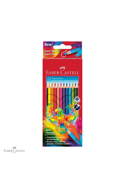Faber Castell Set de 12 creioane colorate triunghiulare Faber-Castell Ergonom...