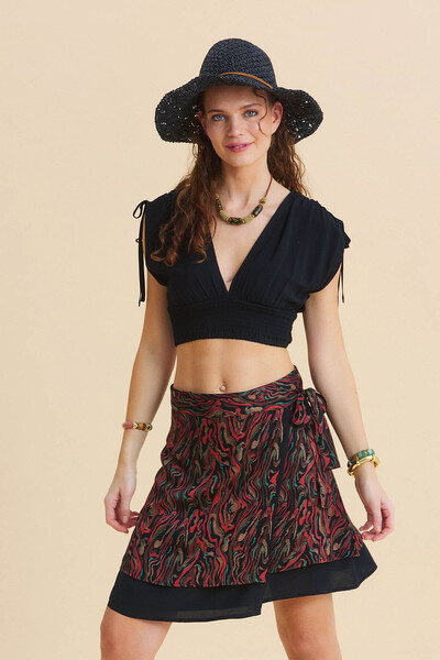 Los banditos Διπλής στρώσης δετή έθνικ φούστα