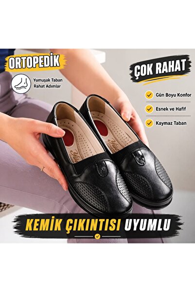ZEYA DERİ Ortopedik Rahat Kadın Ayakkabı – Kemik Çıkıntısı Uyumlu Günlük Hafi...