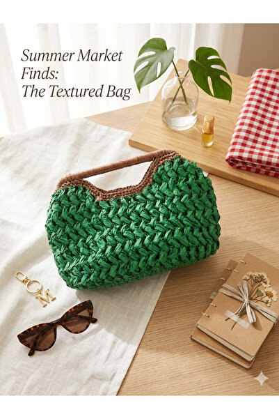 Bayka Handmade MARKA ÖRME HASIR CLUTCH ÇANTA