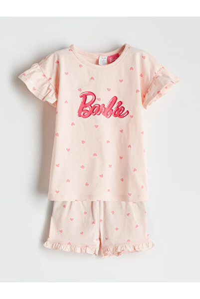 LC Waikiki Bluză și pantaloni scurți pentru fetițe, cu imprimeu Barbie, pache...
