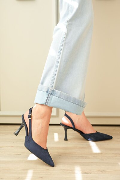 MODAADAM Γυναικεία παπούτσια Eleni με λεπτό τακούνι - Μπλε ναυτικό-Σουέντ