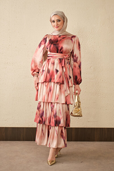 LOCCO Γυναικείο φόρεμα με έθνικ σχέδιο και δέσιμο στην πλάτη