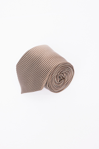 ALTINYILDIZ CLASSICS Ανδρική γραβάτα από μεταξωτό ύφασμα σε καφέ-μπεζ σχέδιο