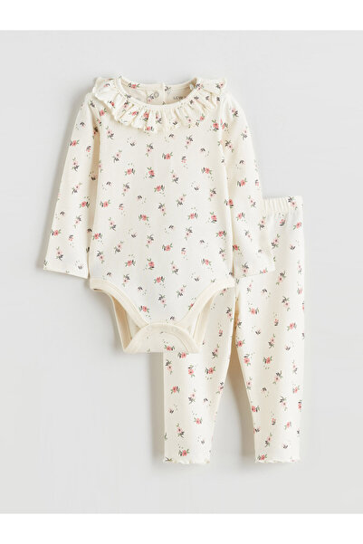 LC Waikiki Body cu capse și pantaloni de trening florali pentru fetițe