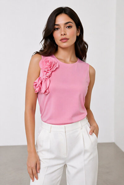 Polo State Γυναικεία μπλούζα με λαιμόκοψη ποδηλάτου, με λεπτομέρεια λουλουδιώ...