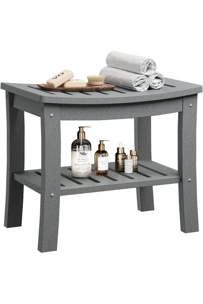 Garvee HDPE Shower Bench with Storage Shelf - 330 LBS Bathroom Stool | ADA Co...