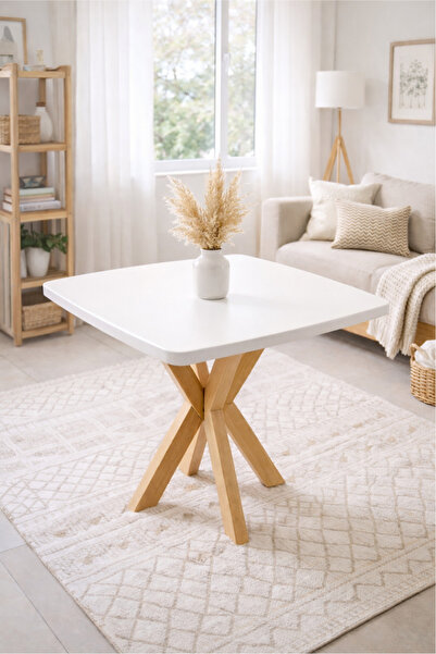 weltwood 4 Kişilik İskandinav Kare Masa | %100 MDF %100 Kayın Ağacı Ayak |