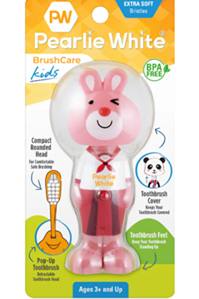 Pearlie White Foldable Children's Toothbrush with (Bunny) Design Kids Pop-Up ...