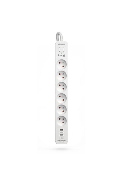 KERG Prelungitor cu întrerupător automat - 6 prize 3 USB 16A 1.5m
