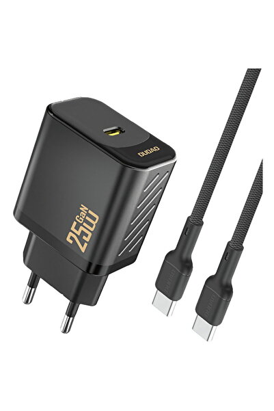 DUDAO Încărcător de perete A27CEU PD 25W GaN SB-C cu cablu USB-C - Negru