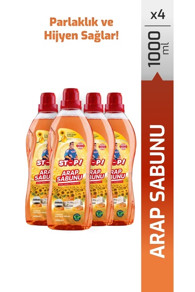 STOP Forte 4’lü Arap Sabunu 1 L – Doğal İçerik, Güçlü Temizlik, Çok Amaçlı Ku...