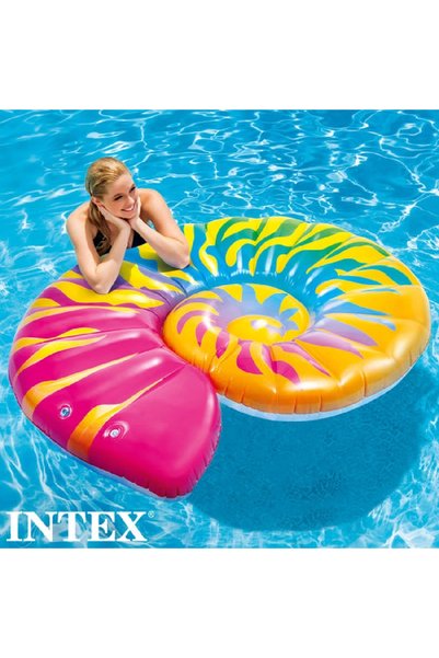 Intex Rainbow Seashell Inflatable Float – Iridescent Glitter Shell Swim Lounge for Fashionable Pool Play (13+)