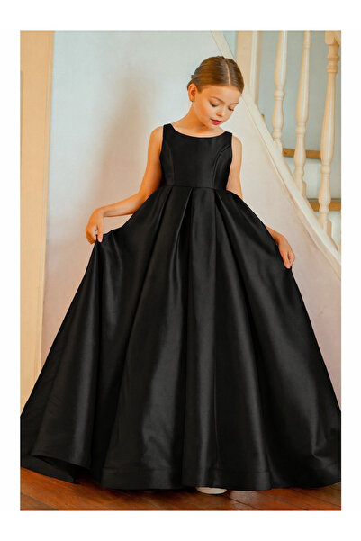 miço kids Girl's Evening Dress - Tailored - Bowknot - Puffy - Satin Fabric